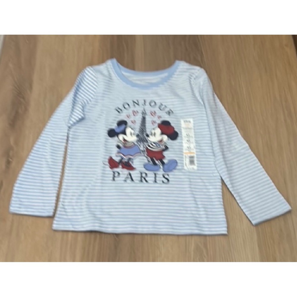 Disney Jumping Beans Toddler Girls 4T Bonjour Paris Mickey Minnie Striped Shirt